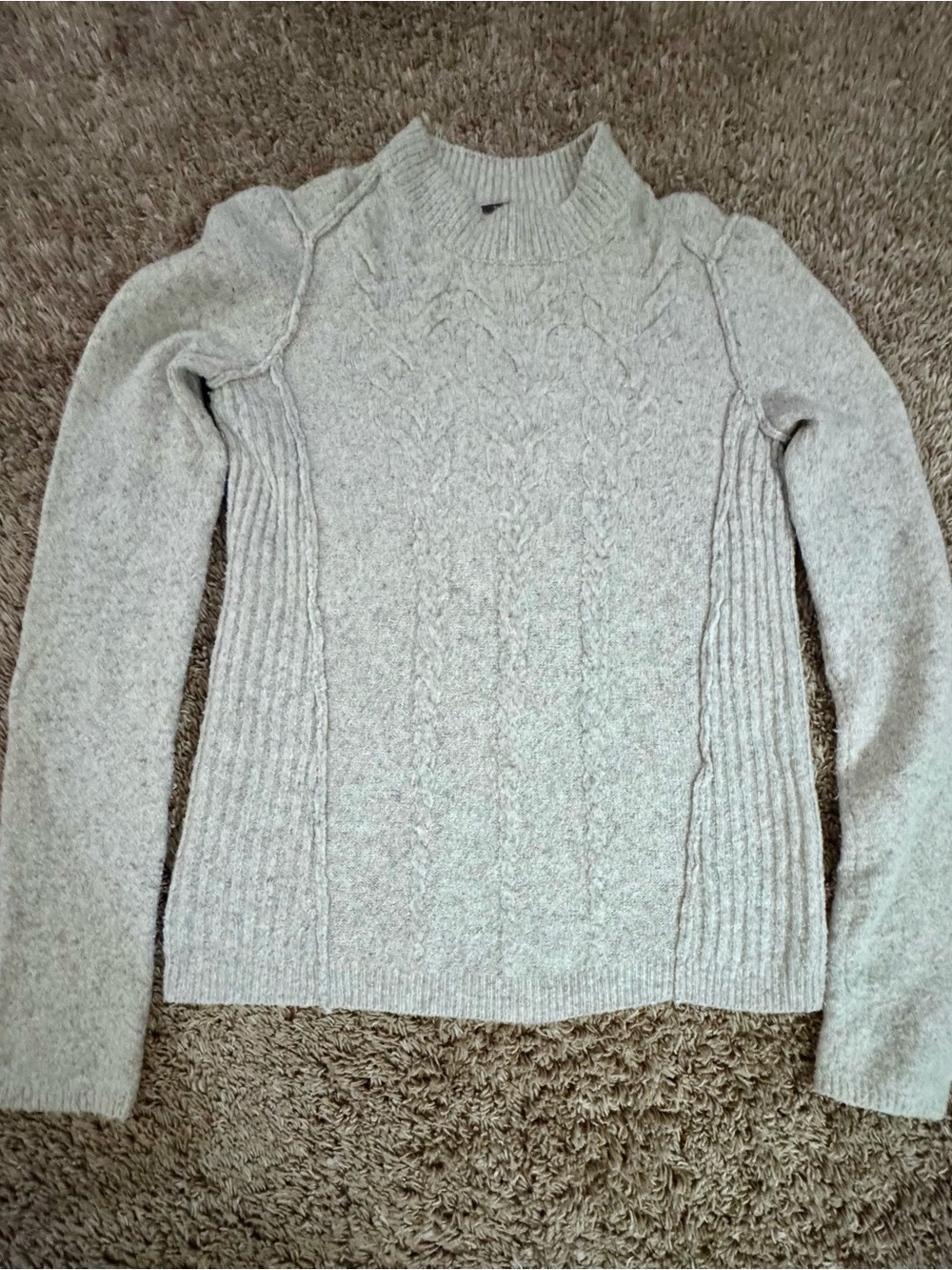 Free People Cream Cable Turtleneck Sweater